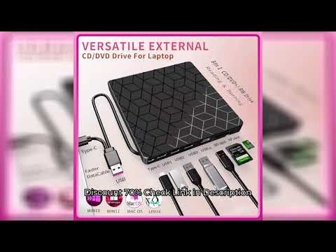 7 in 1 USB3.0&Type C CD DVD Recorder Player Writer External DVD Burner Optical Drive Portable Reader