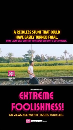 Bohot Naughty on Instagram: "A shocking video circulating online shows a man lying flat on a railway track while a high-speed train passes over him — a reckless stunt that could have easily turned fatal. What looks like ‘content’ in seconds can cost a life forever. No views are worth risking your life.” Follow us @bohotnaughty for more #bohotnaughty #viralreels #viralvideos #viral #meme"