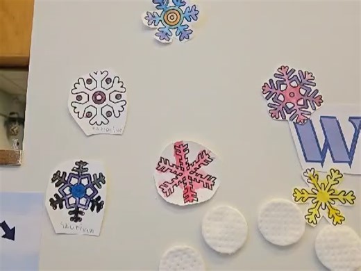 fairmount community library on Instagram: "Snowflakes are in the air at the FCL! Artful Fun was filled with colorful snowflakes now on display! ❄️"
