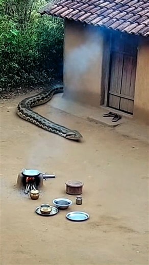 Aurat khana bana rahi thi achanak se Bada anaconda aagaya😱