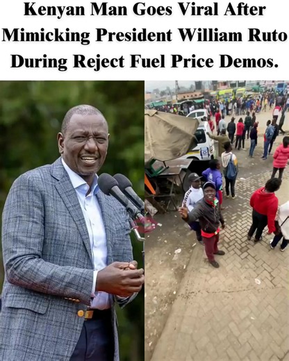 Kenyan Man Goes Viral After Mimicking President William Ruto During Reject Fuel Price Demos.