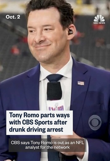 Former Dallas Cowboys quarterback Tony Romo has parted ways with CBS Sports following a drunk driving arrest in July. Romo pleaded no contest to a charge of operating a vehicle while intoxicated.