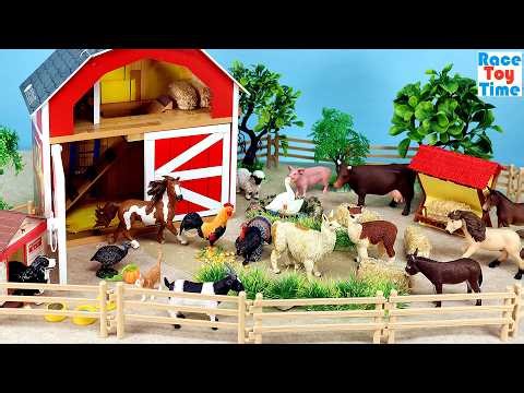 Farmyard Animal Figurines in a Barn