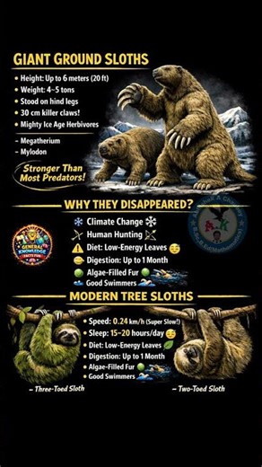 Giant Ground Sloths 🦥 | The Ice Age Giants You Never Knew! 😱 #didyouknow #viralfacts #animalfacts