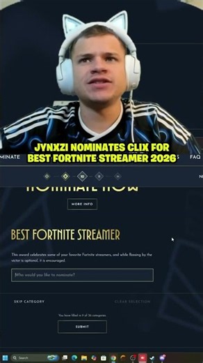 Jynxzi NOMINATES Clix for "Best Fortnite Streamer" ❤️
