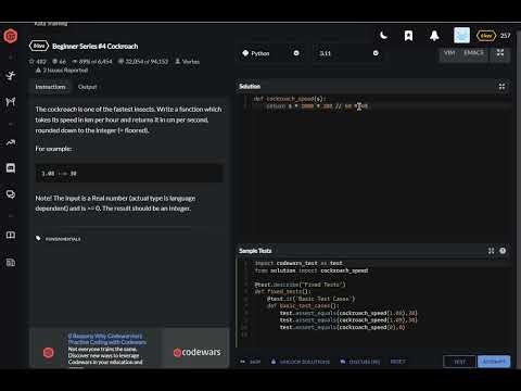 codewars python Beginner Series #4 Cockroach