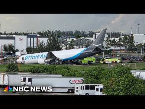 One of the vehicles hit by Amazon cargo plane in Miami had seven people on board, NTSB official says