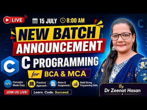 C Programming Free Course Live by Dr Zeenat Hasan Ma'am