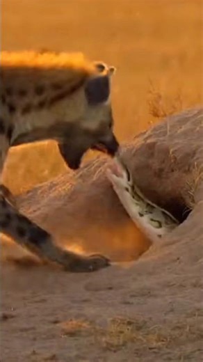 Python Ambushes Hyena 😳 Sudden Strike in Savanna Burrow 🐍🔥