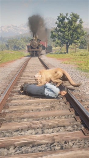 UNREAL RDR2 Lion Attack Gameplay 😱 EPIC Train Track Escape Goes WRONG! #shorts #gaming
