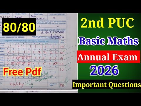 2nd PUC Basic Maths Important Questions For Annual Exam 2026 with Answers 