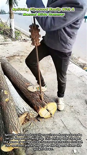 Splitting Firewood Easily With A Manual Slide Hammer