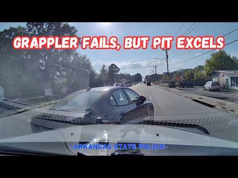 Grappler fails, but the Arkansas State Police PIT MANEUVER ends pursuit #chase #pit