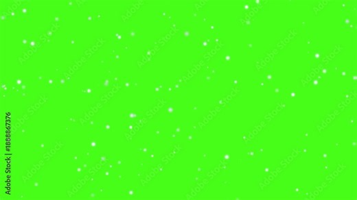 Floating White Particles on Green Screen. Looping Snow or Dust Animation for Video Overlays and Winter Effects