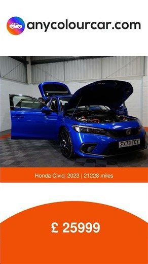 Check out this 2023 Honda Civic Hatchback Hybrid in blue. Smooth and e