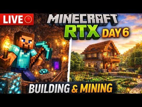 LIVE 🔴 Minecraft RTX Survival Day 6 | Ultra Realistic Survival World