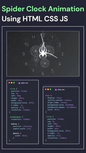 🔥Spider Clock Using HTML, CSS & JavaScript #coding