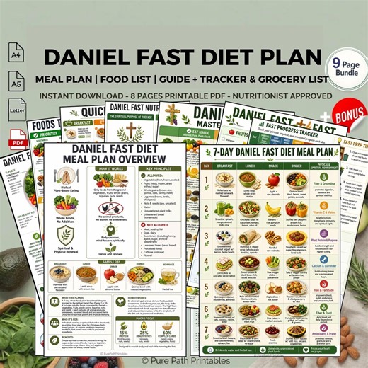 Daniel Fast Diet Meal Plan Printable: Biblical Plant Based Whole Foods Cleanse Christian Guide PDF - Etsy