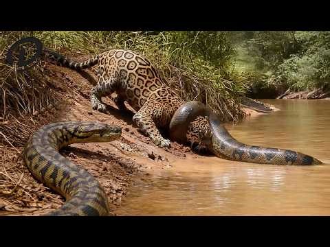 Snake vs Leopard: The Python Swallows the Leopard’s Head in a Murky River Ambush | Animal Fight