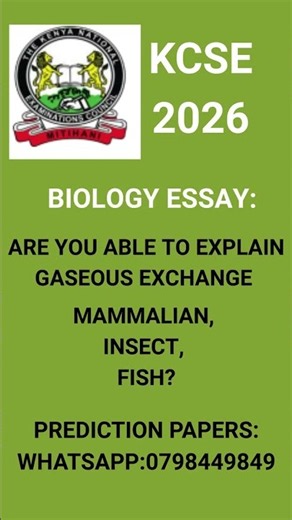 KCSE 2026 BIOLOGY PREDICTION