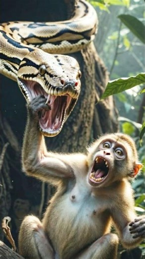 🎈😭 Python Attacks Monkey what happened next!🎈😭 #shortsfeed #wildlife #monkey #python