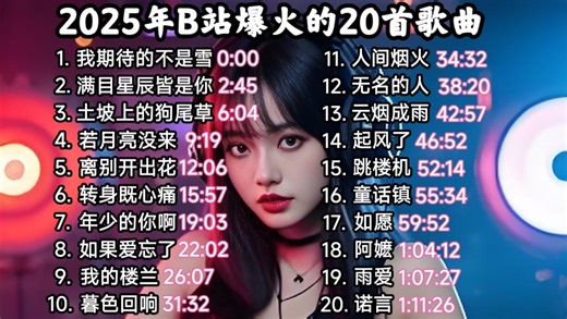 2025年B站爆火的20首歌曲，全网最火的热门歌曲合集，网络热门车载音乐歌单！