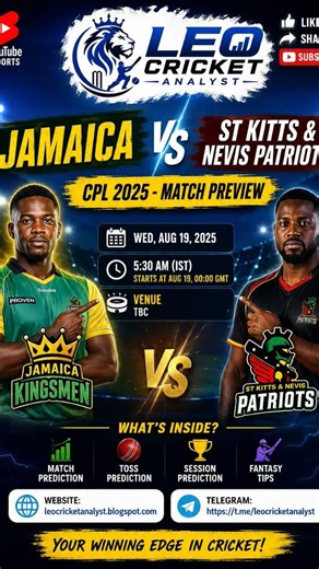 Jamaica Kingsmen vs St Kitts & Nevis Patriots | JKM vs SNP Prediction | CPL 2026 #cpl