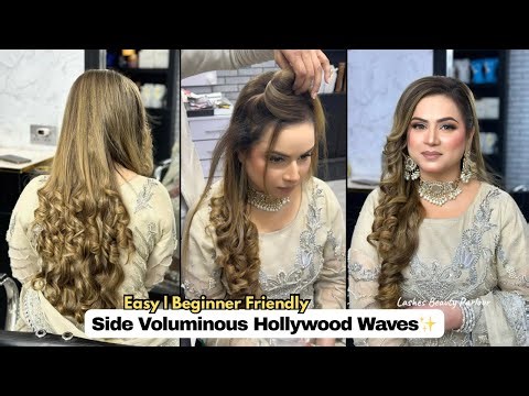Glamorous Side Swept Hollywood Waves Hairstyle | Easy Party & Bridal Look 