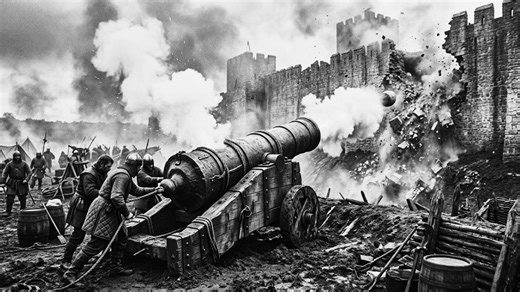 Gunpowder changed warfare from small explosions to city shattering bombards