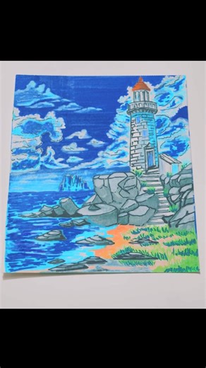 Acrylic Marker Lighthouse Drawing 🌊 | Satisfying Seascape Art (Wait for the End!)#art#drawing#viral