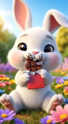 Rabbit eating a chocolate. #cute #cartoon #animation #love #funny #song #shorts .