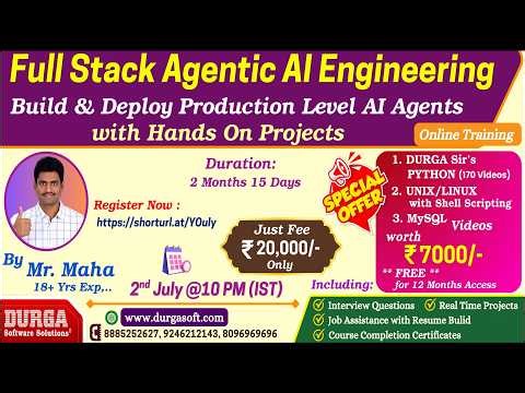 Full Stack Agentic AI Engineering Online Training @ DURGASOFT