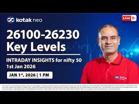 🔴 [Live] Intraday Insights for Nifty 50 | 26100 - 26230 Key Support I 1st Jan I Kotak Neo