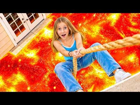 Nastya and her friends tackle the "Lawn Is Lava" problem