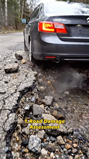 Satisfying Road Repair: From Giant Pothole to Smooth Finish! 🚧✨