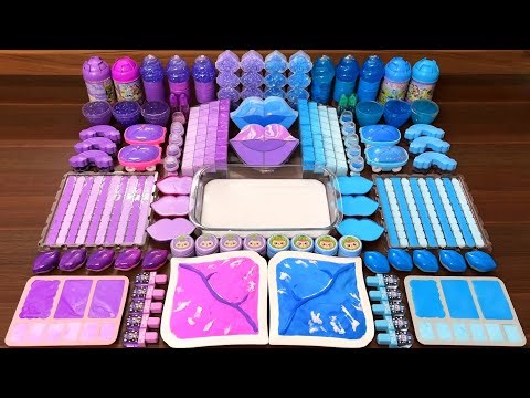 Slime Mixing Random Things: Purple vs Blue Glossy ASMR Relaxing
