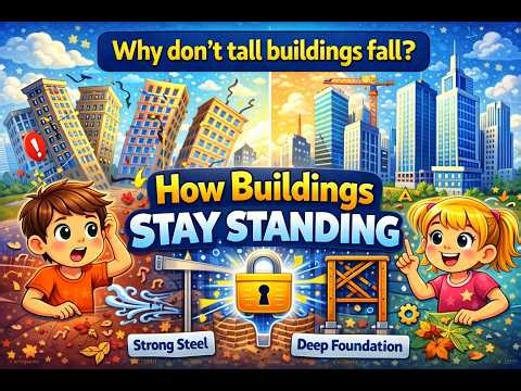 How Buildings Stay Standing 🏗️ | Why Tall Buildings Don’t Fall #engineering #science #structures