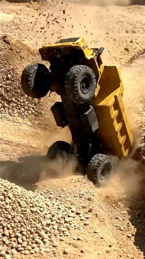 RC Dump Truck Takes an EPIC Plunge! 🚧 Off-Road Fail Caught on Camera