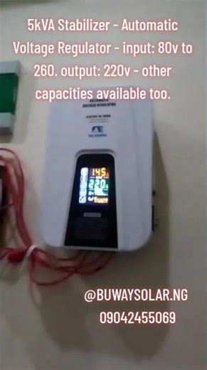 5kVA Stabilizer - Automatic Voltage Regulator - input: 80v to 260. output: 220v - other capacity too
