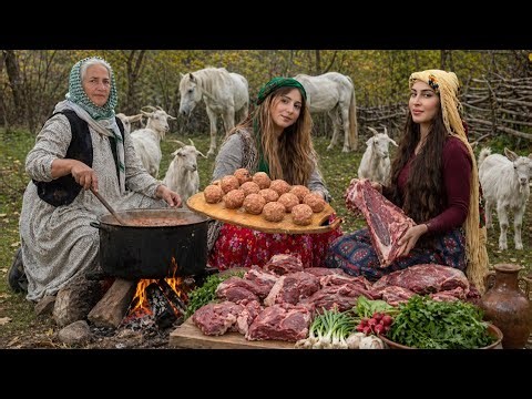 Mountain Village Life | Cooking Traditional Meatballs with Wild Herbs & Firewood