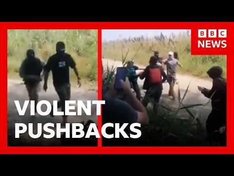 Greek police using masked migrants to forcibly push back other migrants | BBC News