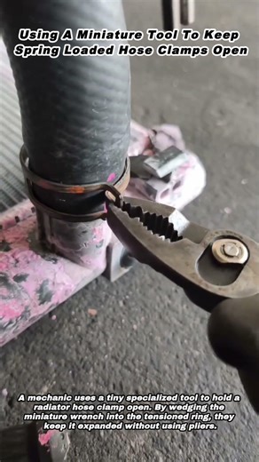 Using A Miniature Tool To Keep Spring Loaded Hose Clamps Open
