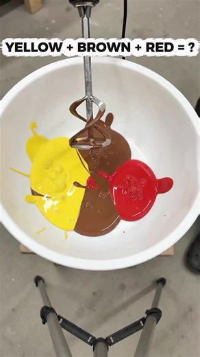 Guess The 3-Color Blend! 😱 Yellow Brown Red = ? Can you guess before it mixes? 👇 #asmr #colormixing #paintmixing #satisfying #paint