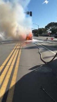 Electric vehicle erupts in flames at busy intersection in California