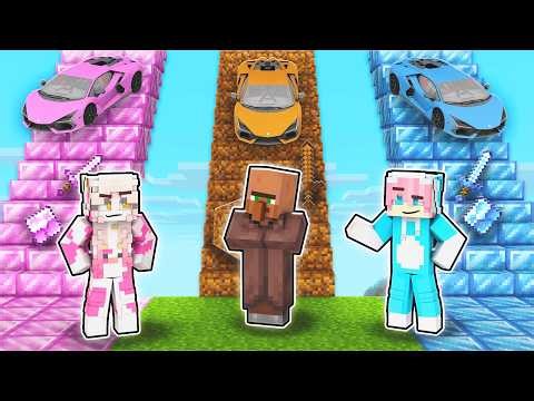 MOMON & ATUN LAWAN VILLAGER SOMBONG di BALAPAN TANGGA 1 WARNA MINECRAFT @BANGJBLOX