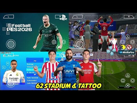 eFootball PES 2026 PPSSPP Android Offline Full Update UCL & League Kits 25/26 Season 4k Graphics