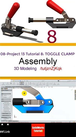 8- 3D Draft | Toggle Clamp 1|: Assembly #3d #solidworks #tutorial #cad #drawing #automobile