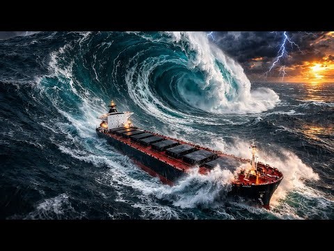 Giant Coal Cargo Ship vs Mega Tsunami | Realistic Ocean Disaster Simulation (AI VFX)
