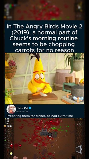 In The Angry Birds Movie 2 (2019), a normal part of Chuck's morning routine seems to be chopping