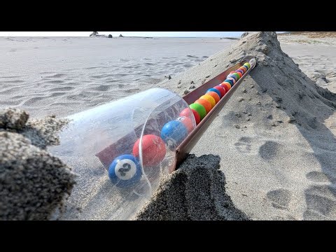 Marble Run Beach ☆ Big sand dune + handmade gimmick course creation & play